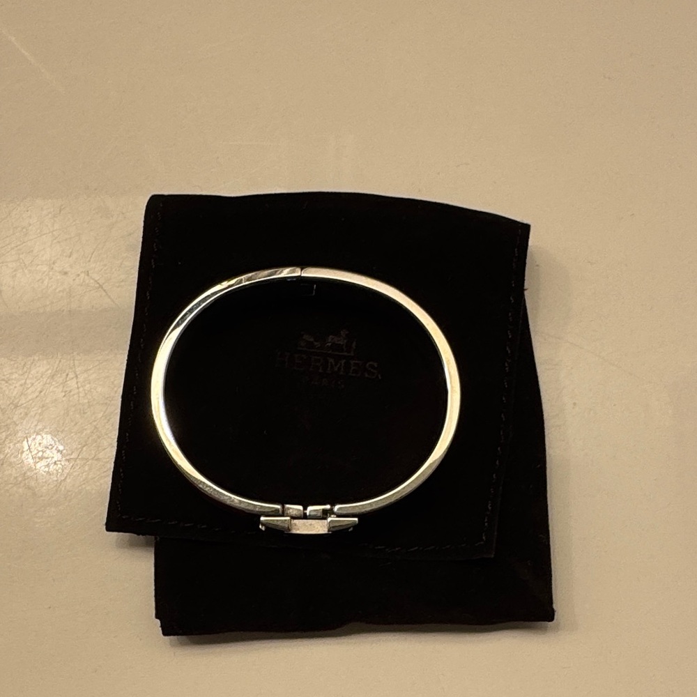 Hermes Red and Silver Tone Women's Bracelet